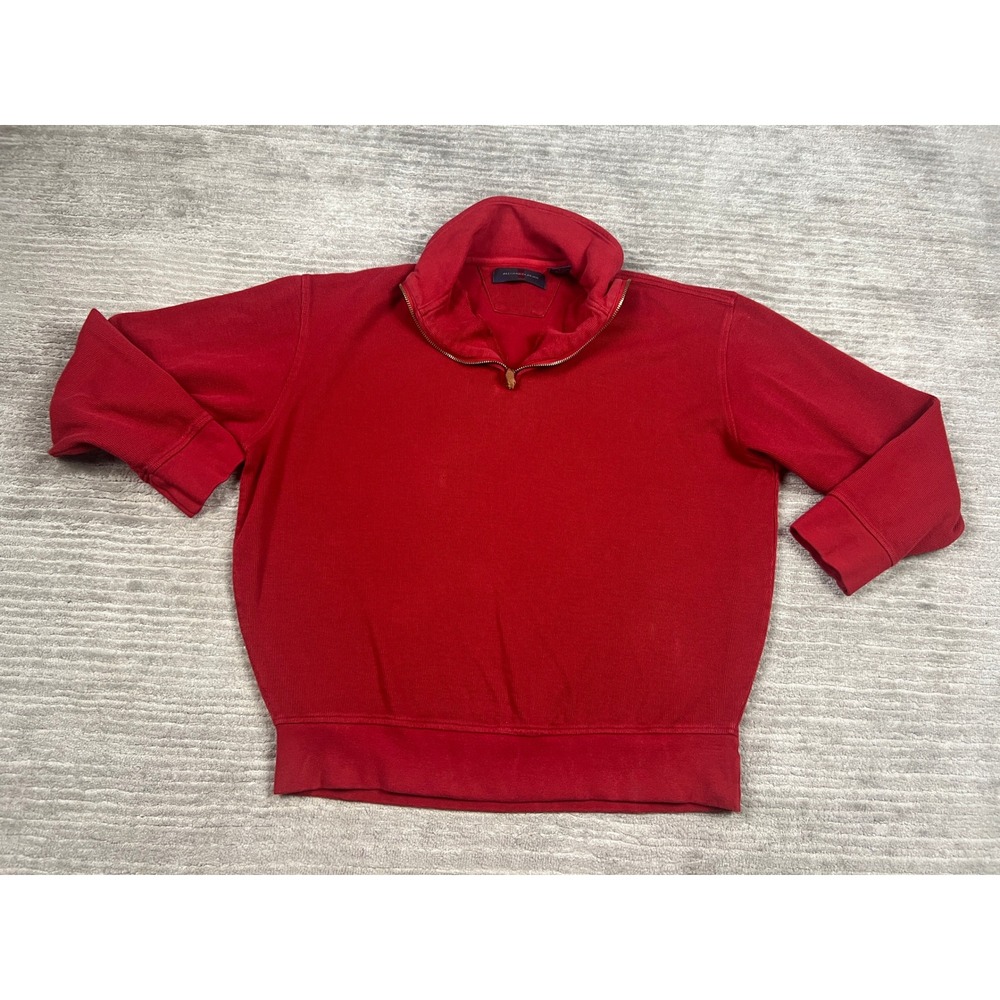 Alexander Julian Pullover Mens L Red Quarter Zip Ribbed Cotton Sweater Mock Neck